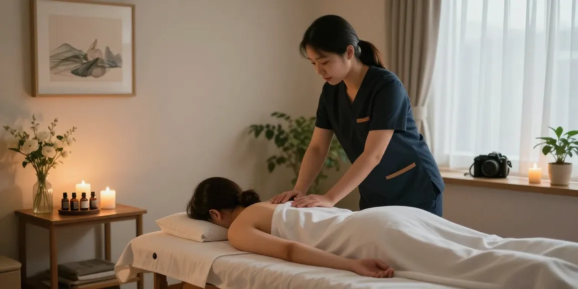 Relaxing 잠실출장마사지 service with a professional therapist creating a tranquil atmosphere.