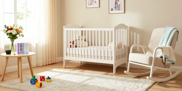 Cozy baby nursery illustrating the excitement to sneak a peek at these guys with a gender-neutral design and a sneak peek DNA test kit.