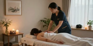 Relaxing 잠실출장마사지 service with a professional therapist creating a tranquil atmosphere.