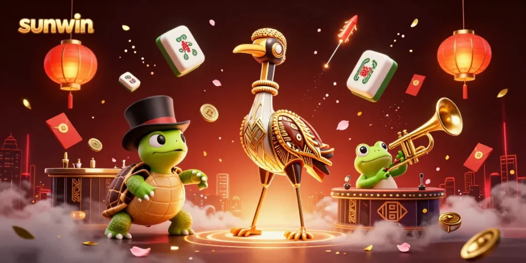Engage in thrilling gameplay with sunwin as it showcases a vibrant casino-themed 3D illustration.